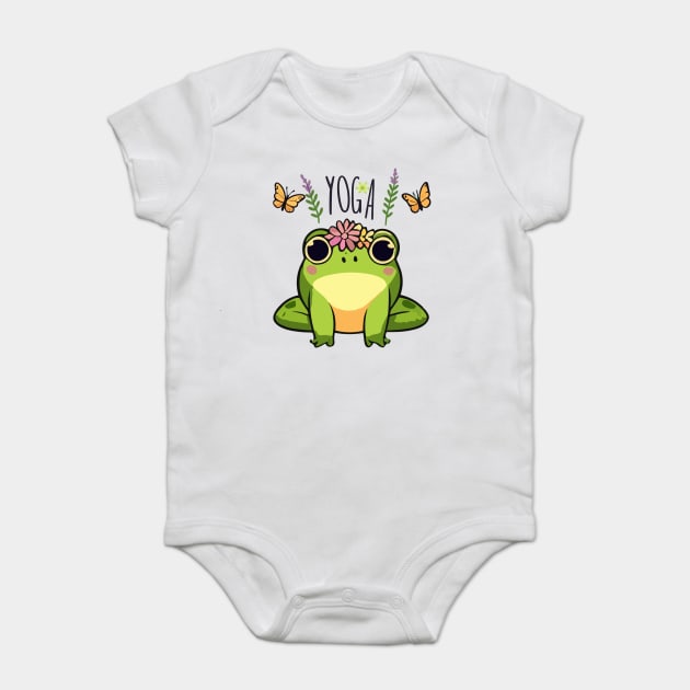 Yoga Kawaii Frog Baby Bodysuit by JessArty
